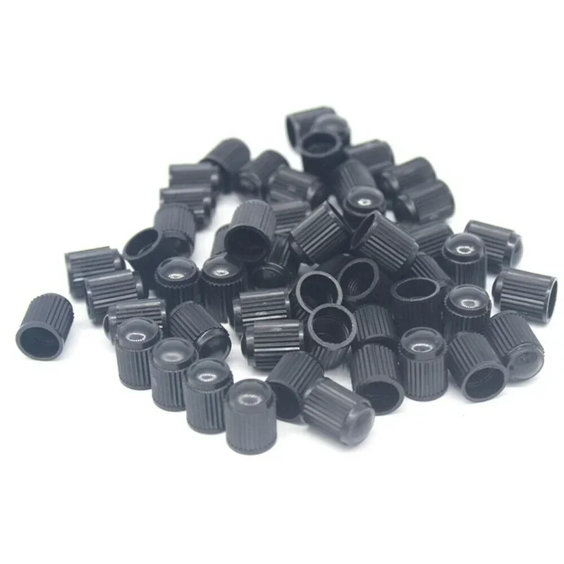 Car Tire Valve Caps 50Pcs Universal Black Plastic Auto Truck Wheel Air Dust Cover Stem Cap