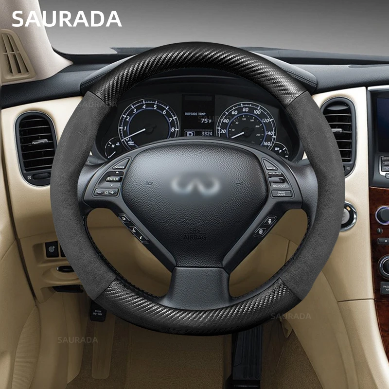 

leather all-season 37-38cm steering wheel cover for Infiniti Q50 Q30 G37 FX35 Q60 Esq Qx50 Qx60 Qx70 Ex Jx35 G35 Car accessories