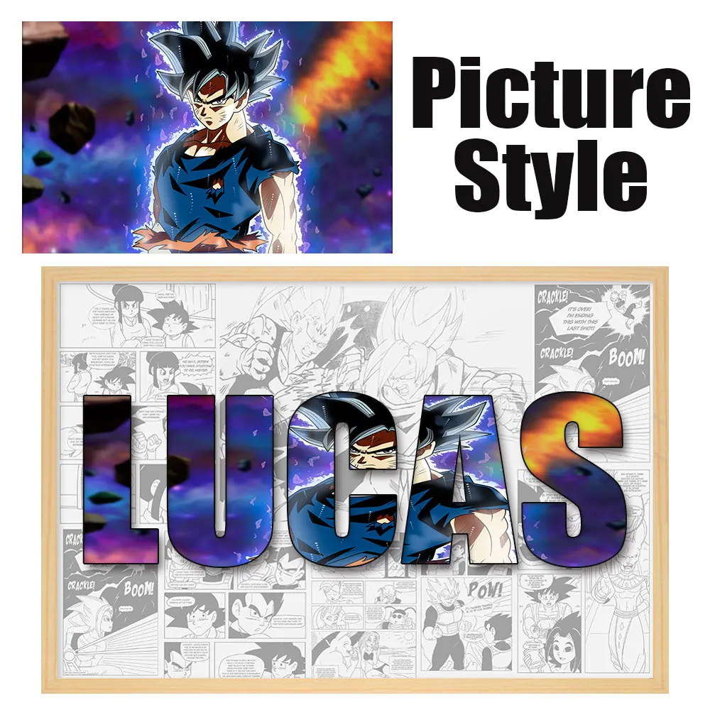 thumbnail image 1 of Póster personalizado de Dragon Ball, todas las figuras periféricas, nombre personalizado, imagen de palabra, impresiones artísticas, pintura en lienzo de Anime, regalos de decoración, 1 of 5