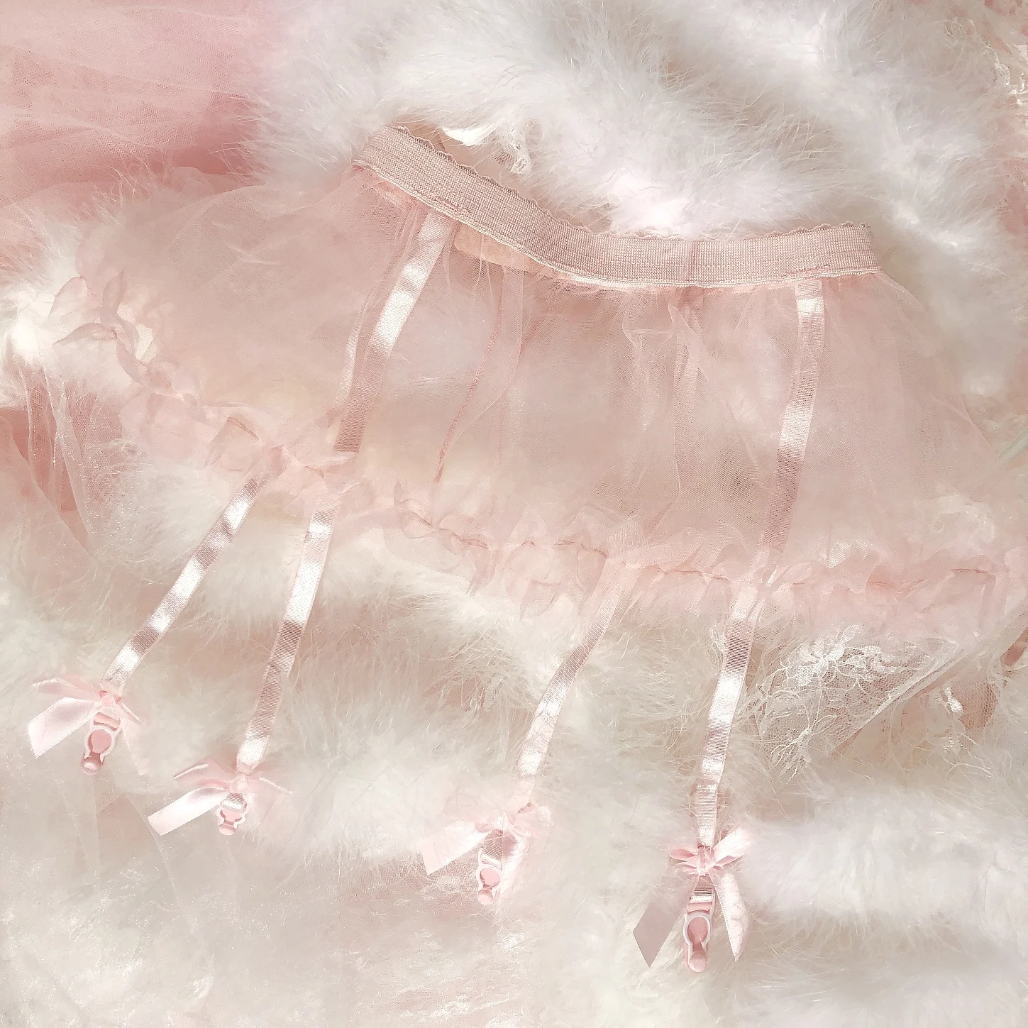 Mini Skirt Kawaii Women Lace Exotic Stockings Garter Belt Hollow Perspective Net Bow Thigh-Highs Stockings Cute Sexy Gauze lace garter belt garter belt