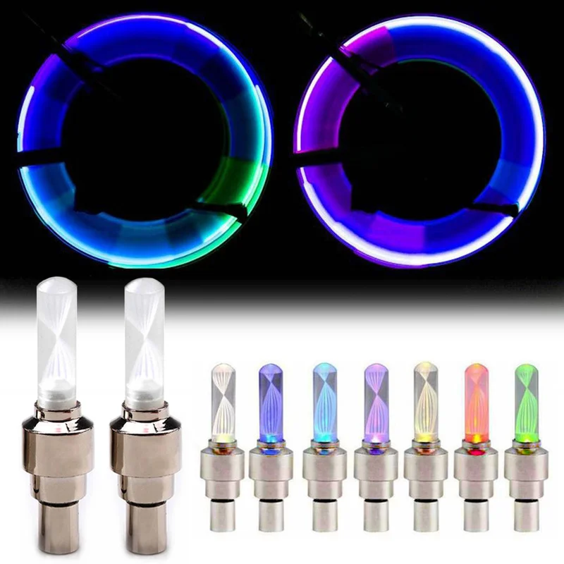 

2Pcs Colorful Light Wheel Valve LED Glowing Decoration Lamp for Bicycle Motorcycle Motion Sensors Lights