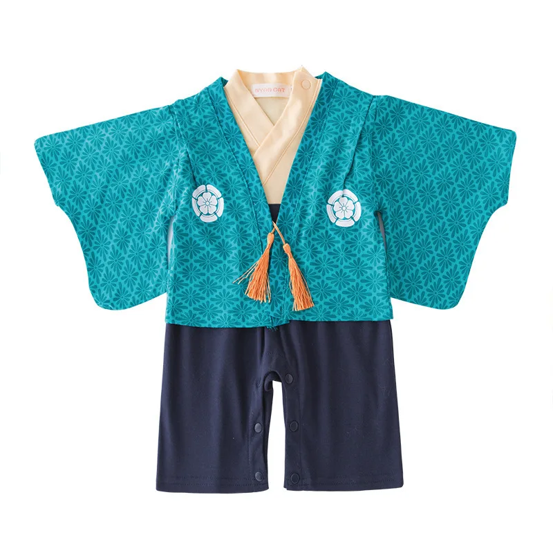 Boys' Kimono Set Traditional Costume Kimono For Weddings Graduations Cherry And Autumn Festivals Baby Boy Spring Outfit