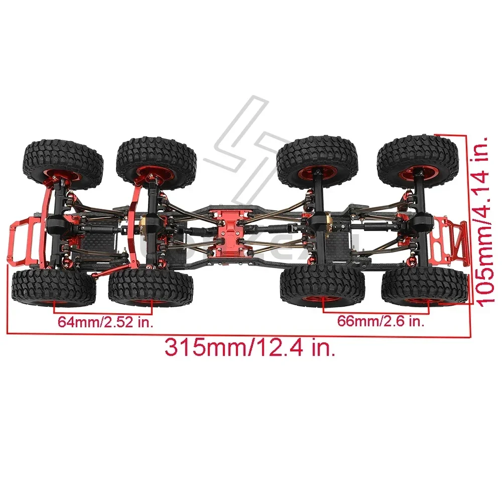 1,24 scx24 rc用カーボンファイバーシャーシカーフレーム,金属