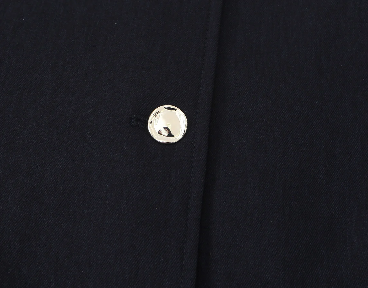 BSAY Damen-Herbstjacke, neu, 2025, Rundhalsausschnitt, langärmelig, goldfarben, einreihig, Knopf, kurze Anzugjacke oder lässige Shorts mit Gürtel – Detail 9