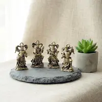 Brass Four Heavenly Kings Statues Retro Guardian Figurines Ideal for Desk Shelf Home Decor Meditation Space Ornament - Image 5