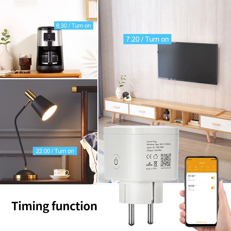 Smart WiFi Plug with Power Monitoring and Remote Control - Compatible with Smart Home Assistants