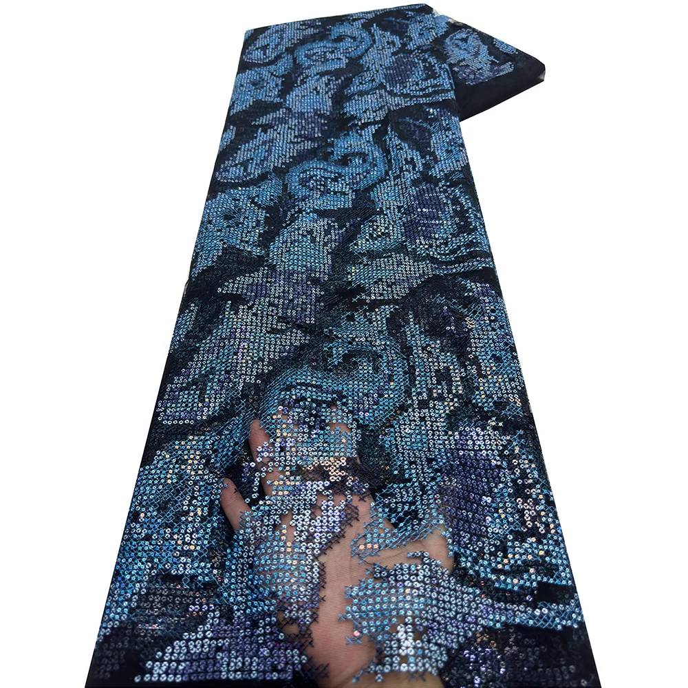 قماش دانتيل شبكي أفريقي مطرز عالي الجودة لعام 2025...