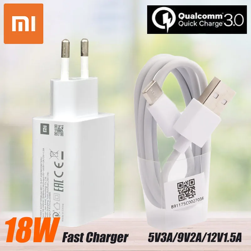 Xiaomi mi9SE Fast Charger 18W QC3.0 Power Adapter USB Type C Cable For ...