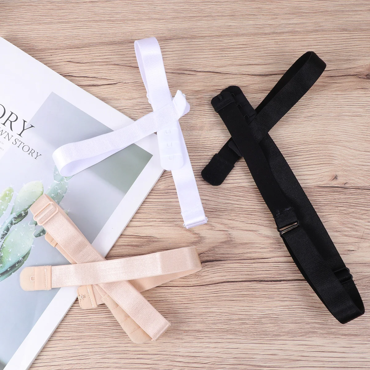 3Pcs Low Back Bra Extender Strap Set Adjustable Comfortable Fit for Low Cut Tops and Summer Dress Black White Beige