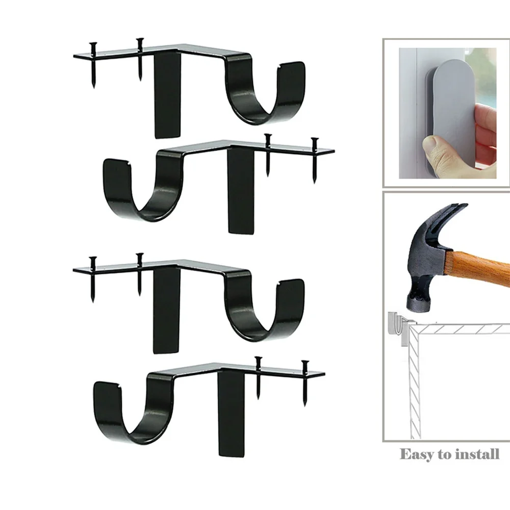New Curtain Rod Bracket Hang Curtain Rod Holders Tap Right Into Window Frame Double Curtain Rod Bracket Hardware