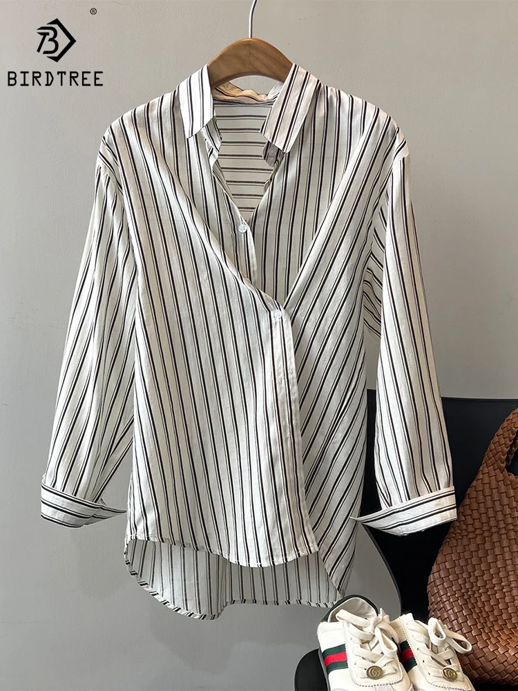 

Oversized New Spring Striped Shirts Women Turn Down Collar Long Sleeves Casual Blouses Button Up Tops Autumn Wholesale T36143JM