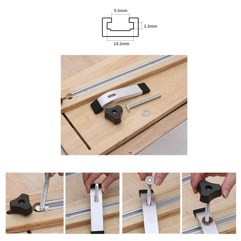 T Track Woodworking T-slot Slide Track Aluminium Miter T-Track,T-slot Miter Jig T Screw Fixture Slot Saw/Router Table Tool