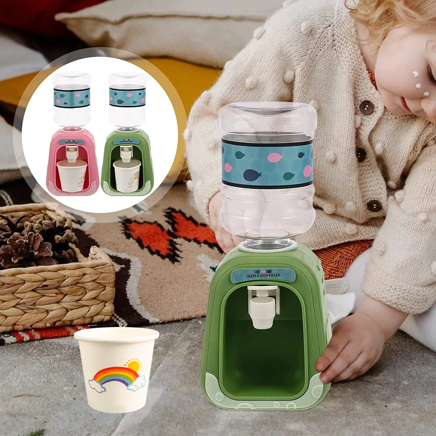 Water Dispenser Kitchen Toys Pretend Kitchen Toys Mini Children Water Dispenser Toys Cartoon Kitchen Simulation Toys Montessori Water Drinking Fountain Pretend Play Kitchen