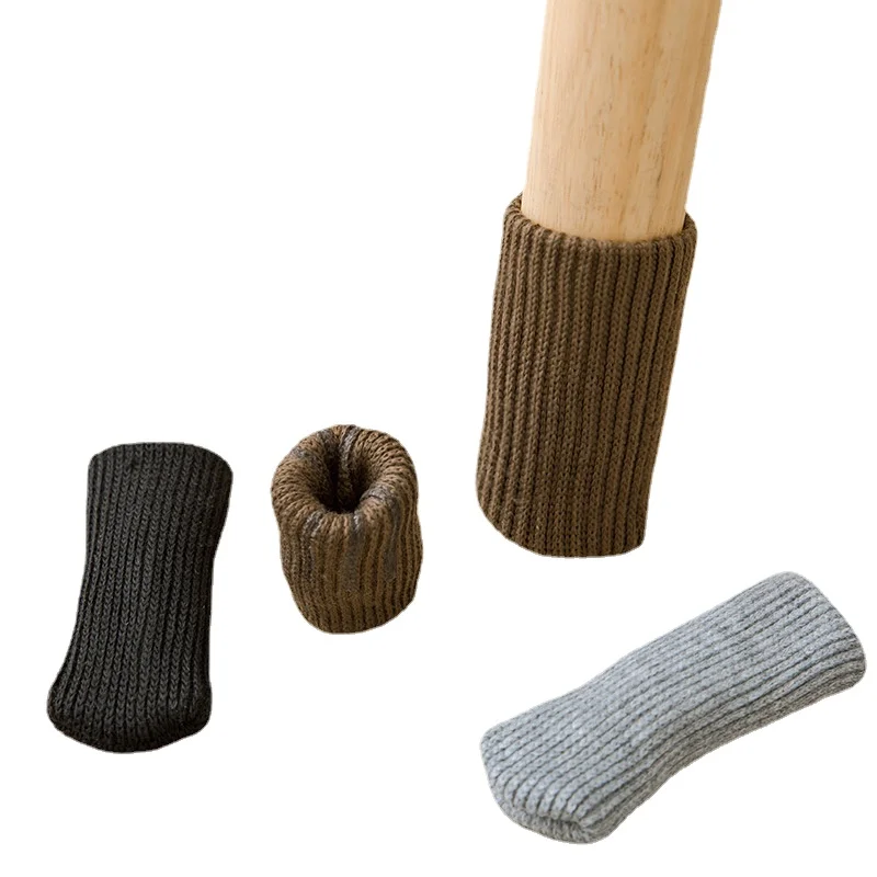 

4 Pcs/Lot Knitted Table Leg Covers Woolen Chair Thickened Anti-slip Silicone Footings Wear-resistant and Anti-falling Off