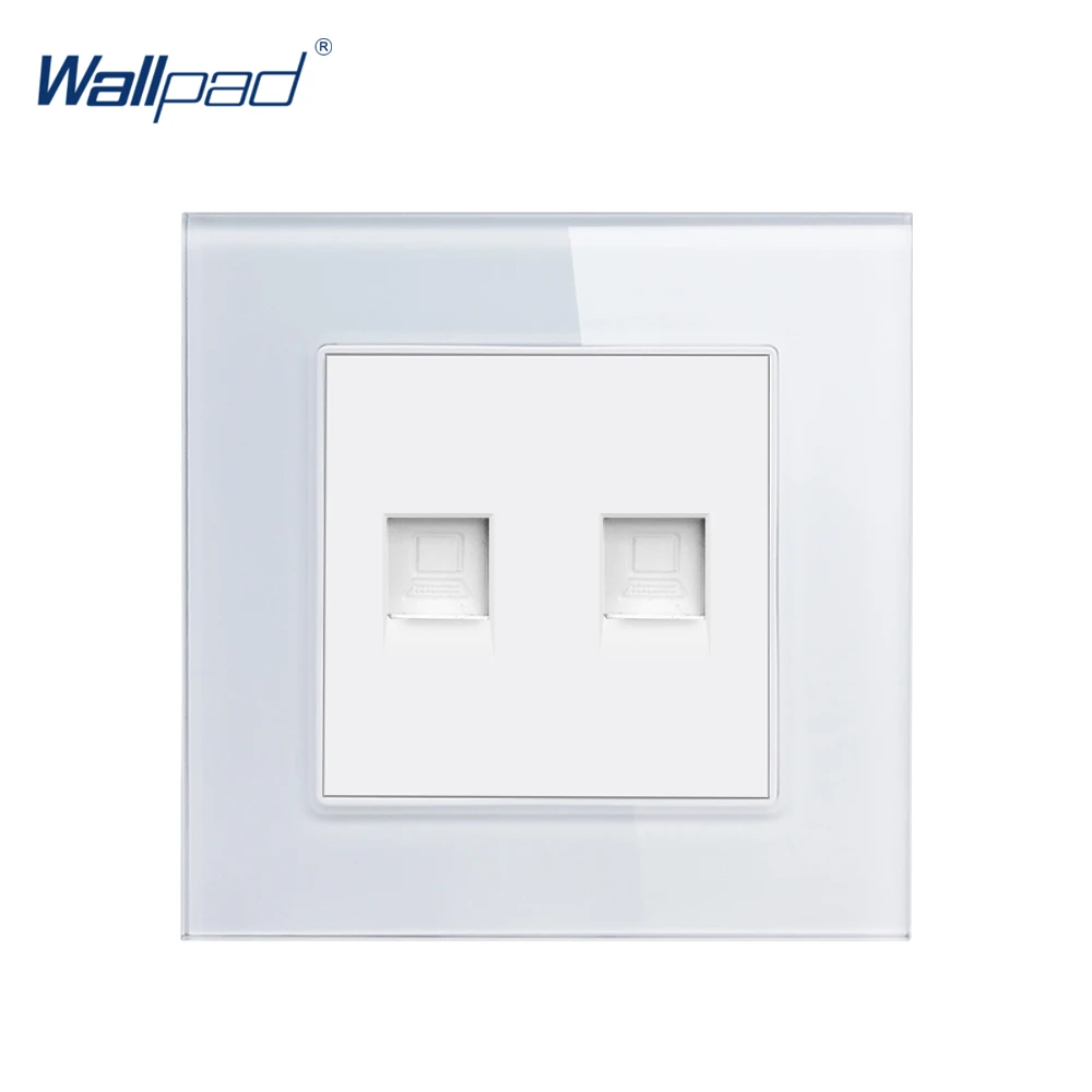 Parede Dupla de Dados Soquete Wallpad Painel de Vidro Cristal Rj45 Cat Porta Internet Dual Data Cat7