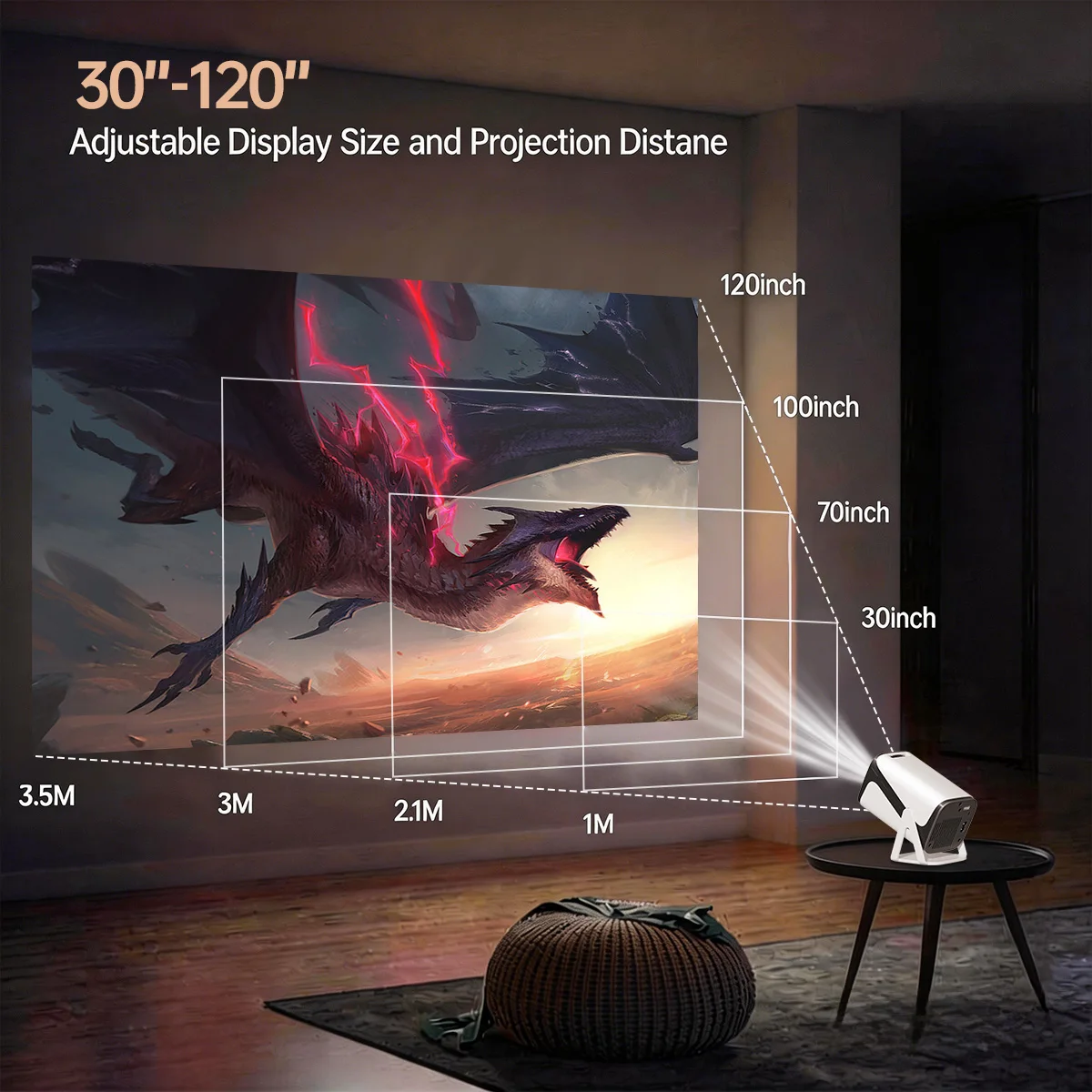 ApexTPMAOHUTER Z320 안드로이드 스마트 프로젝터 1080P 지원 내장 스피커용 4K 블루투스 와이파이 프로젝터 홈 시어터 프로젝트