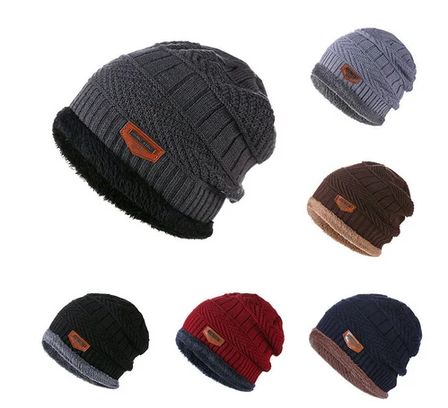 

Men's Winter Hat 2022 Fashion Knitted Black Hats Fall Hat Thick and Warm and Bonnet Skullies Beanie Soft Knitted Beanies Cotton