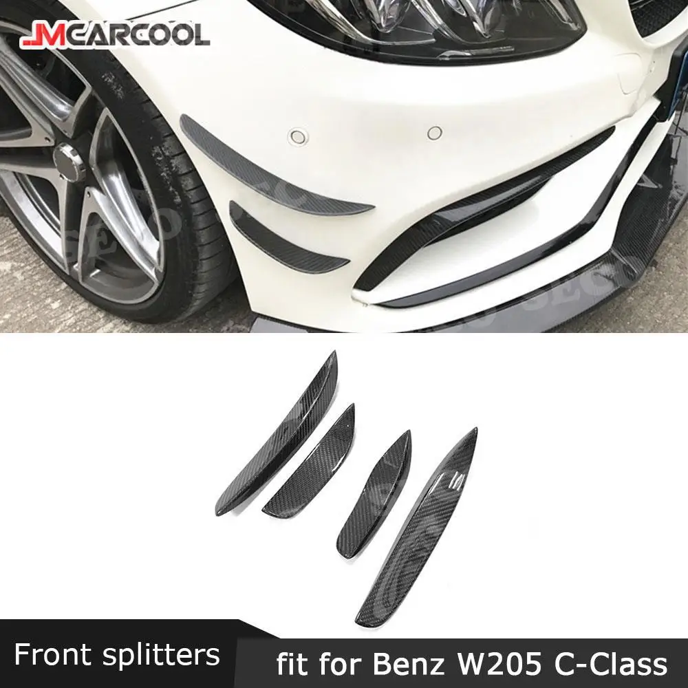 

Carbon Fiber Car Front Bumper Side Splitters Fins Winglet for Mercedes Benz C Class W205 C63 AMG C205 C300 Sedan Coupe 2015-2017