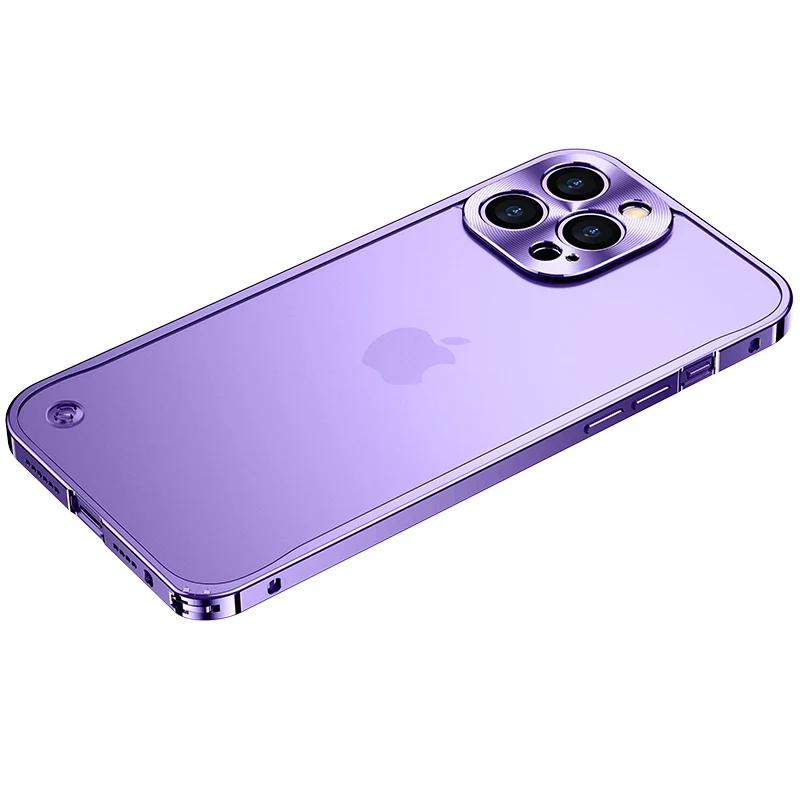 Gold and Black Aluminum Metal Phone Bumper Case with Purple Cover