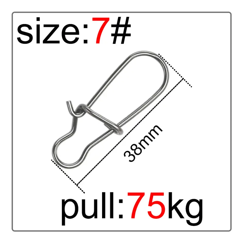 50Pcs Fishing Swivel Connector Hooks Line Clip Lock Carabiners Stainless Steel Fishing Fastener Snaps Tools - Image 15