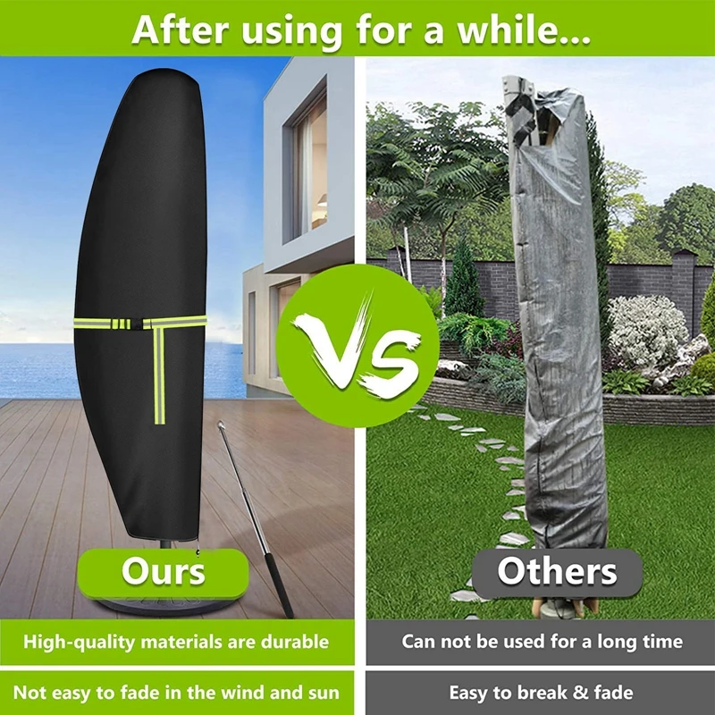 Beach Umbrella Waterproof Garden Umbrella Cover 420D Oxford Cloth Outdoor Cantilever Umbrella Cover with Zipper Windproof Fluorescent Tape