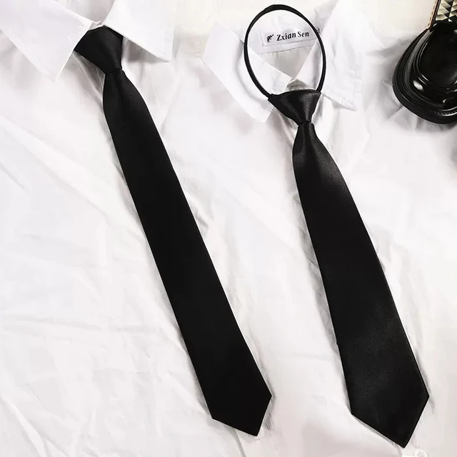 Unisex Black Simple Clip on Tie