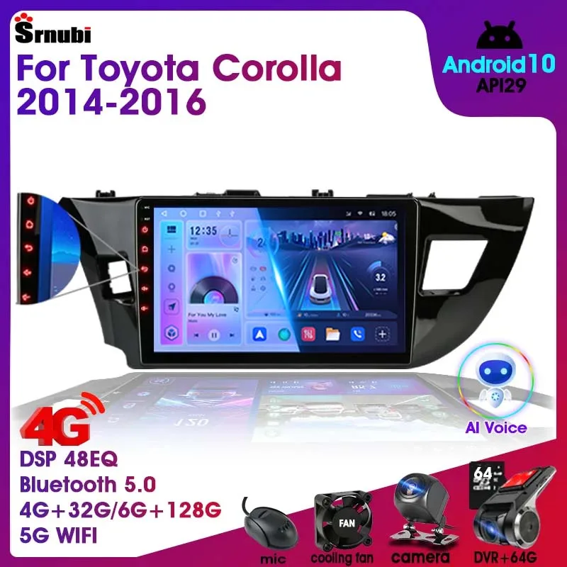 

Android 12 2 Din Car Radio for Toyota Corolla Ralink 2014-2016 Multimedia Video Player Navigation MP5 Stereo Carplay Head Unit