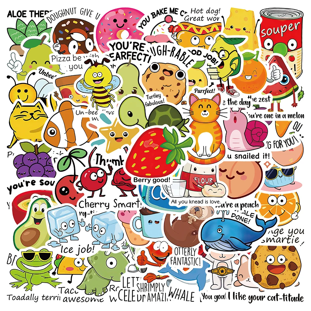 

10/50Pcs Cartoon Children's Puzzle Stickers Inspirational Phrases Stickers Luggage Refrigerator Helmet Laptop Graffiti Decals