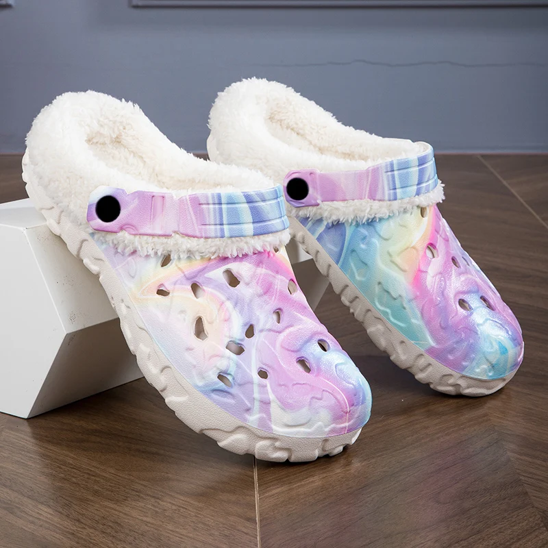 

STRONGSHEN Winter Women Slippers Garden Clogs Warm Furry Slippers Indoor Home Cotton Shoes MenPlush Slippers Zapatillas Mujer