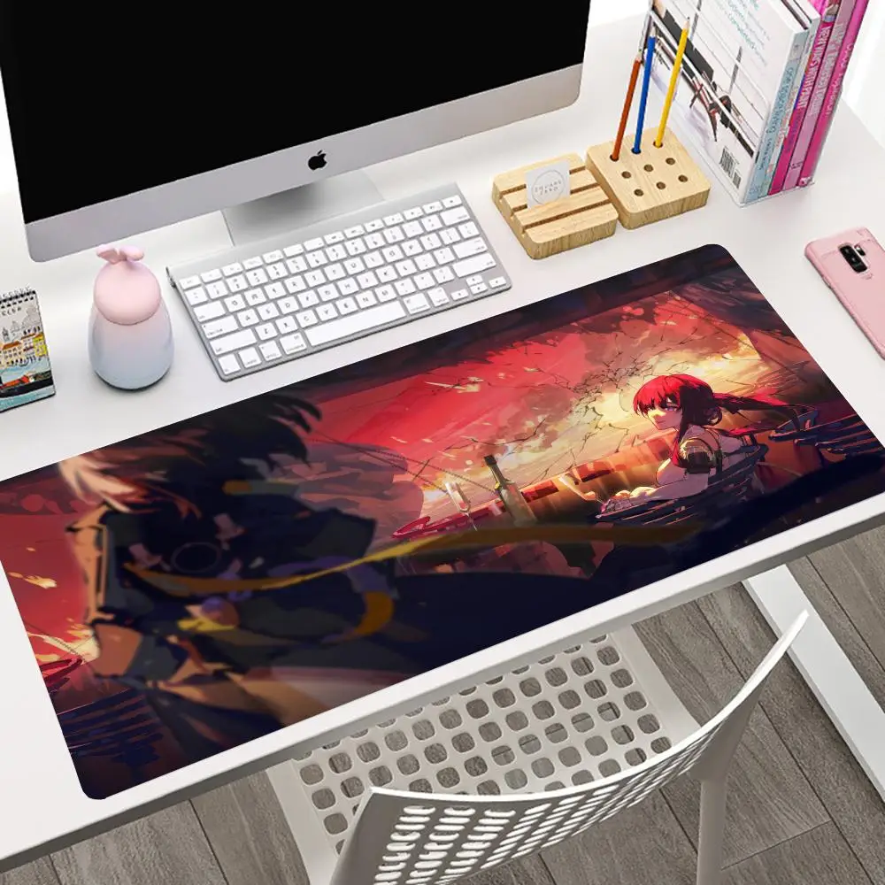 

Mouse Pad Large Size Office Desk Protector Mat PU Leather Waterproof Popular games Honkai Cute Pretty Stelle Mouse Pad Desktop