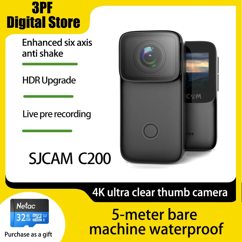 

Экшн-камера SJCAM C200 Pro 4K, 5 м, водонепроницаемая