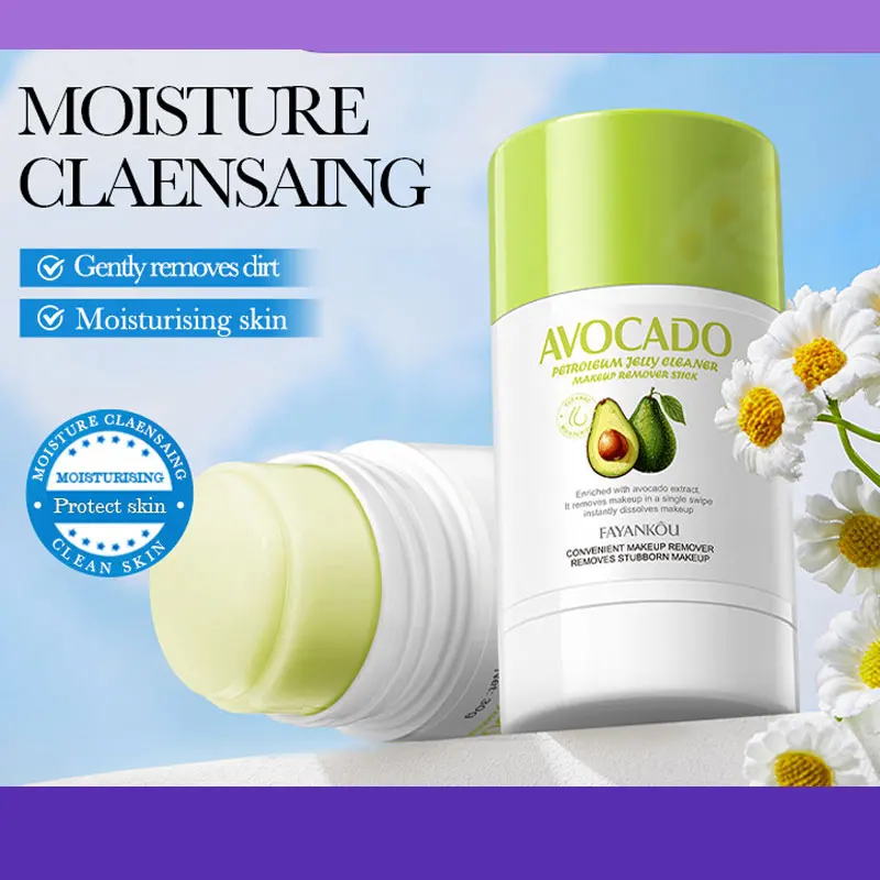 FAYANKOU Avocado Vaseline Cleansing Makeup Remover Stick Refreshing Cleansing Moisturizing Makeup Remover Balm