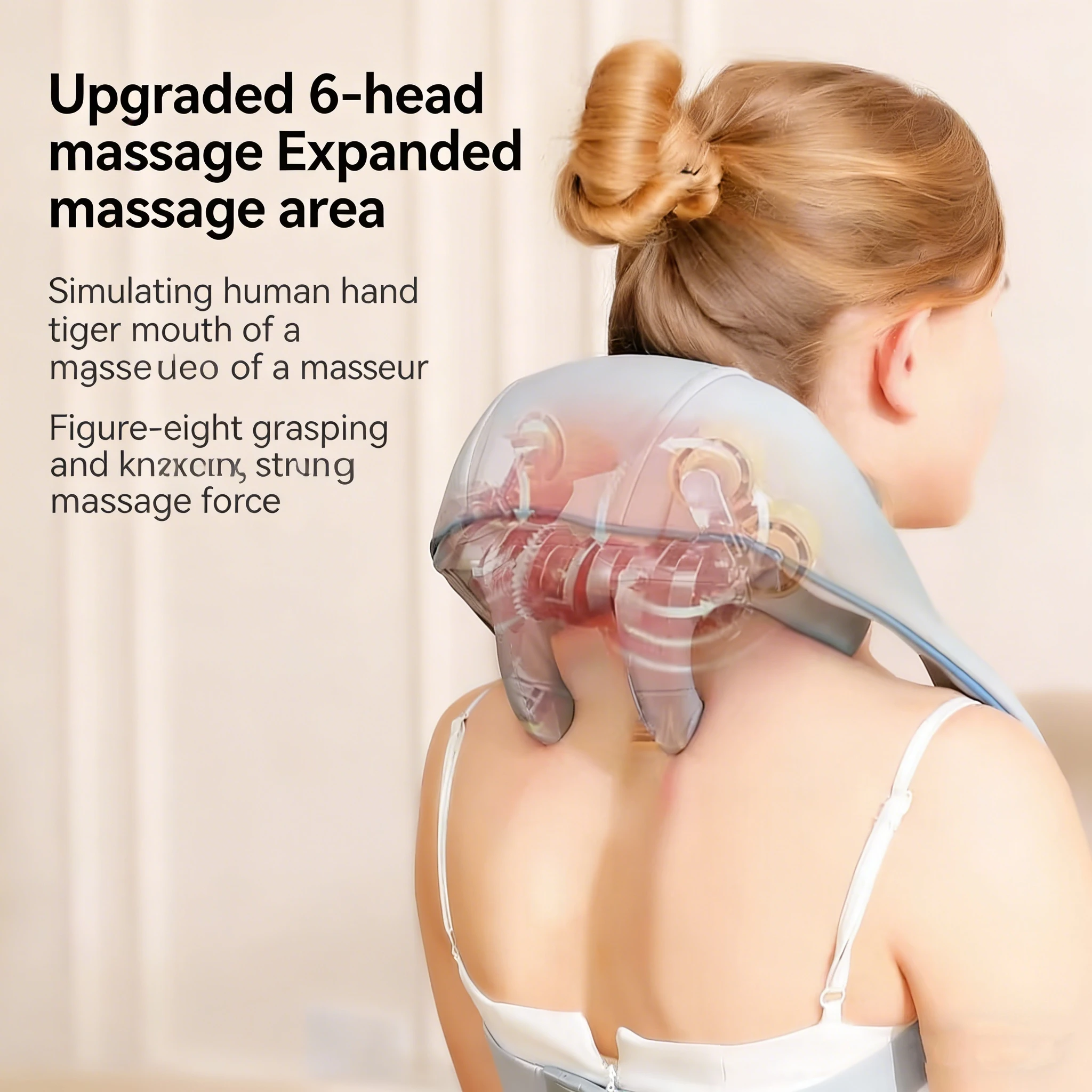Nackenmassagegerät mit Wärmefunktion, kabellose Nacken- und Schultermassage, wiederaufladbares Shiatsu-Knetmassagegerät zur Schmerzlinderung und Tiefengewebsmassage_voghion.com