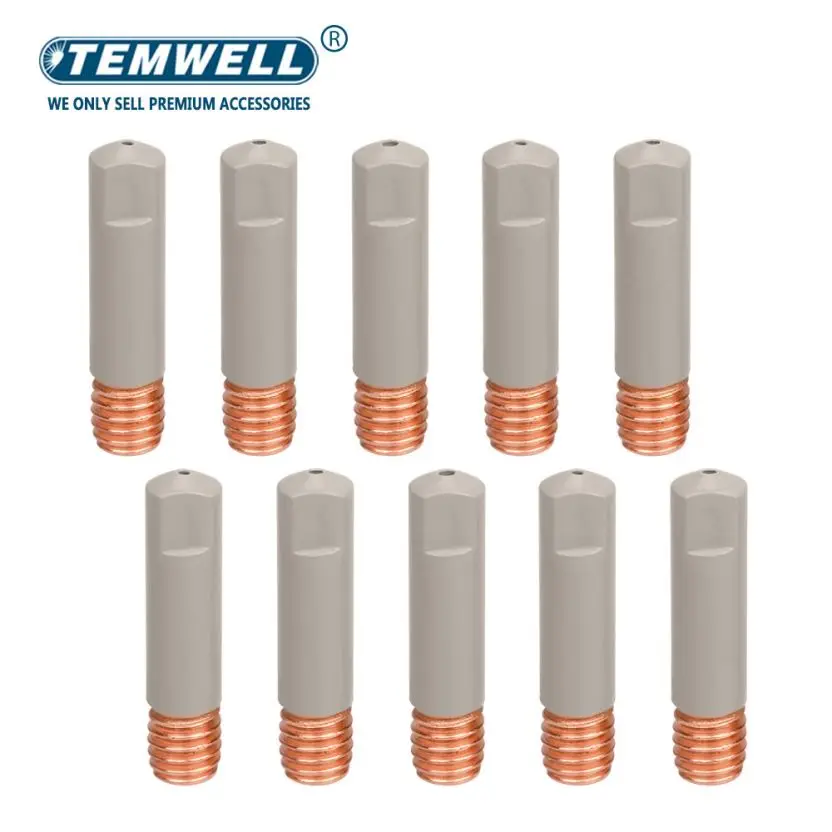 MB 15AK Welding Contact Tips new coating protect 25mm M6 Gas Nozzle Tip 0.8mm-1.2mm MIG Welding Torche Tool Parts 10pcs