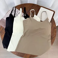 40-70kg Summer Ice Silk Camisole Top with Build-in Bra for Women Back Underwear Fixed Cup One-Piece Slimming Tanks Bra Underwear - Image 3