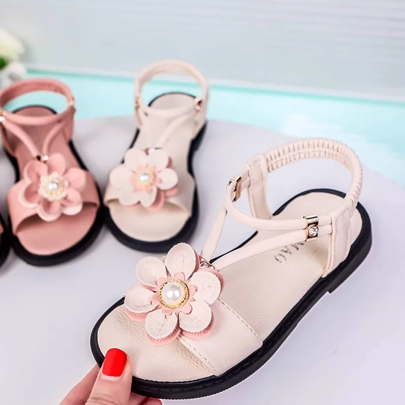 Princess Girls Sandals Soft Children's Beach Shoes Kids Flowers Summer Sandals Fashion 26-36