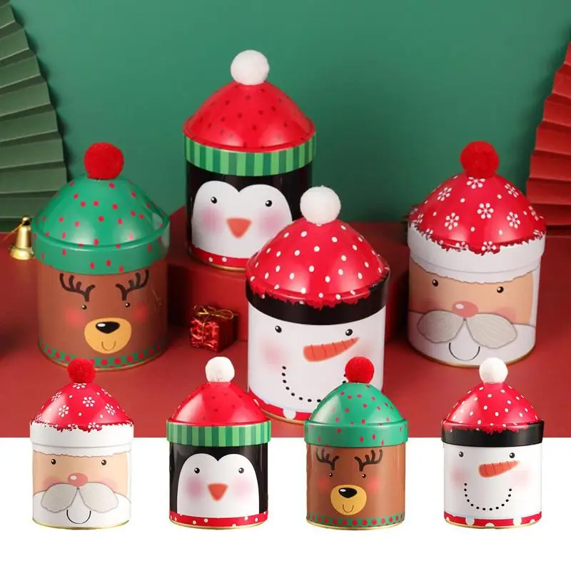 

Christmas Candy Gift Box Cute Candy Jar With Lid Leakproof Metal Snack Container Dustproof Cookie Jar For Dining Rooms Kitchens