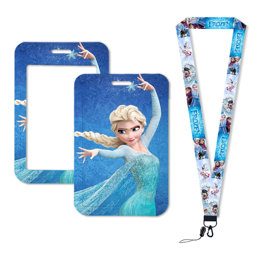 Card Case Holder Disney Frozen 2 Princess Elsa Anna Olaf Lanyards For ID Credit Card Cover Pass Mobile Phone Charm Neck Straps Badge Holder Gifts