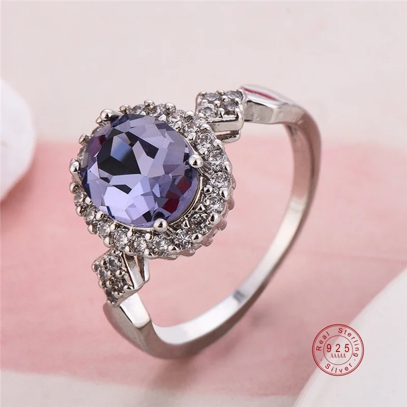 925 Sterling Silver Stackable Ring Round Black CZ Crystal Finger Ring for Women Wedding Party Bague Bijoux silver ring,wedding rings,silver rings