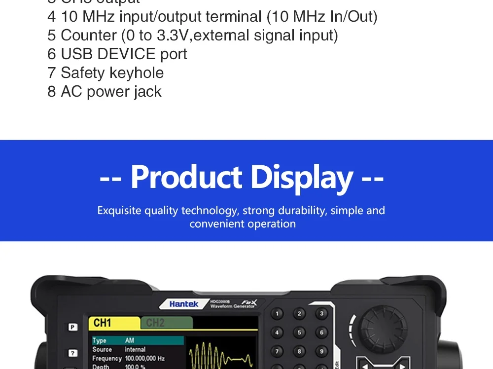 Hantek 2-channel signal generator arbitrary waveform pulse function harmonic fre