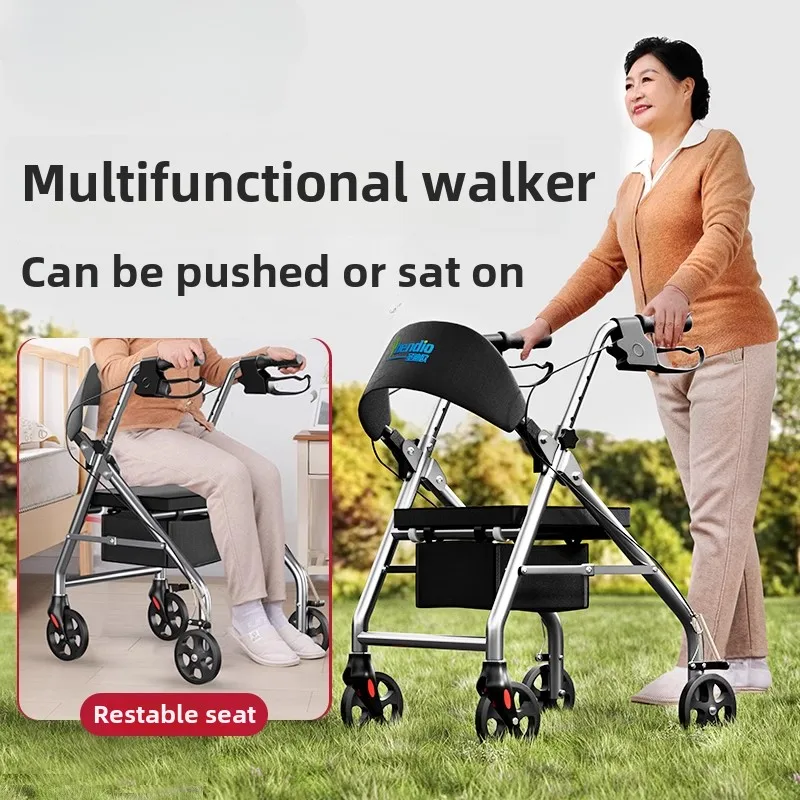 Two-hand Brake Design Walkers for Elderly Walking Assistance Rehabilitation Walking Aids,Can Push or Sit Hand Push Mobility Aids