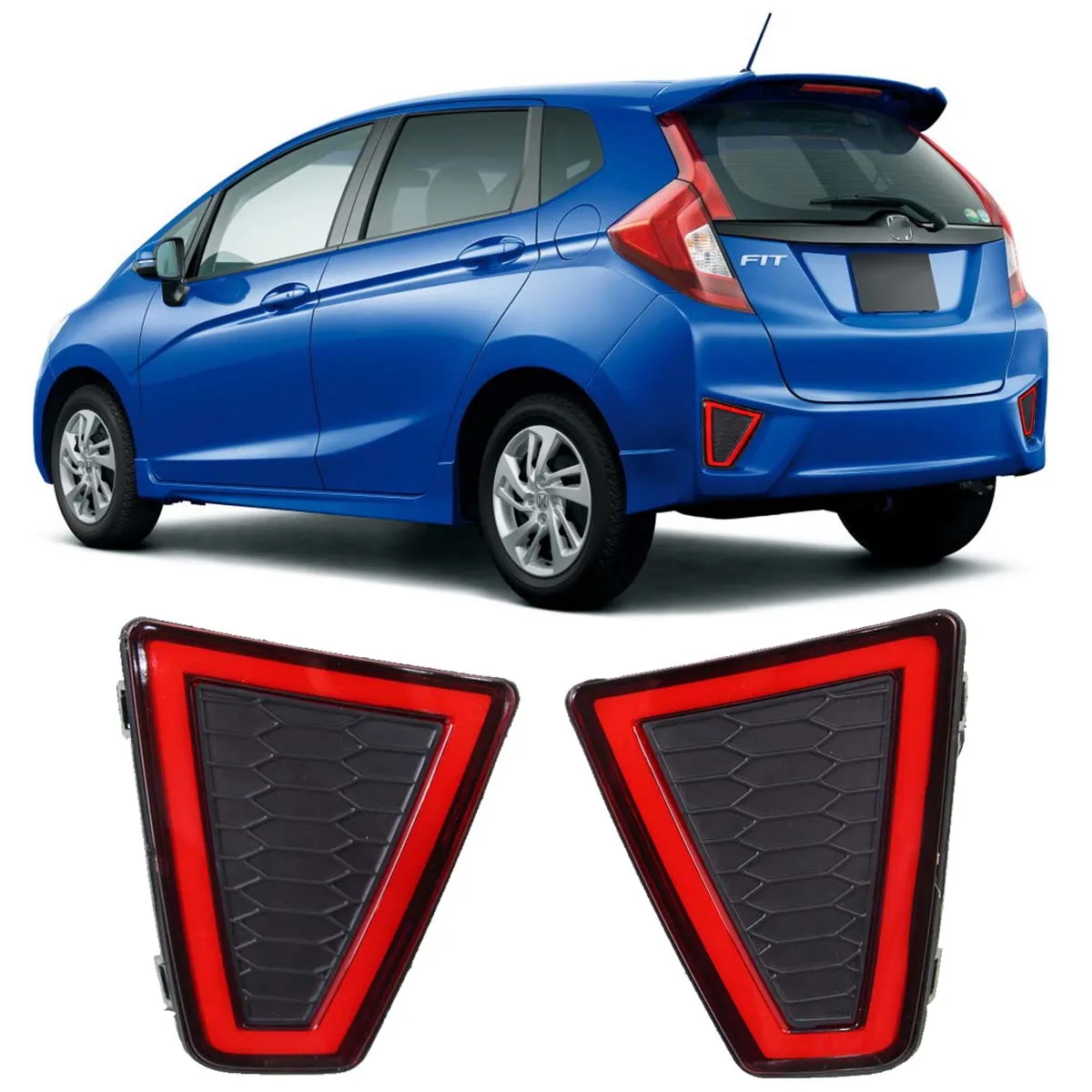 

2PCS Rear Bumper Reflector Light For Honda Fit Or Jazz 2014 - 2015 With 2 Function