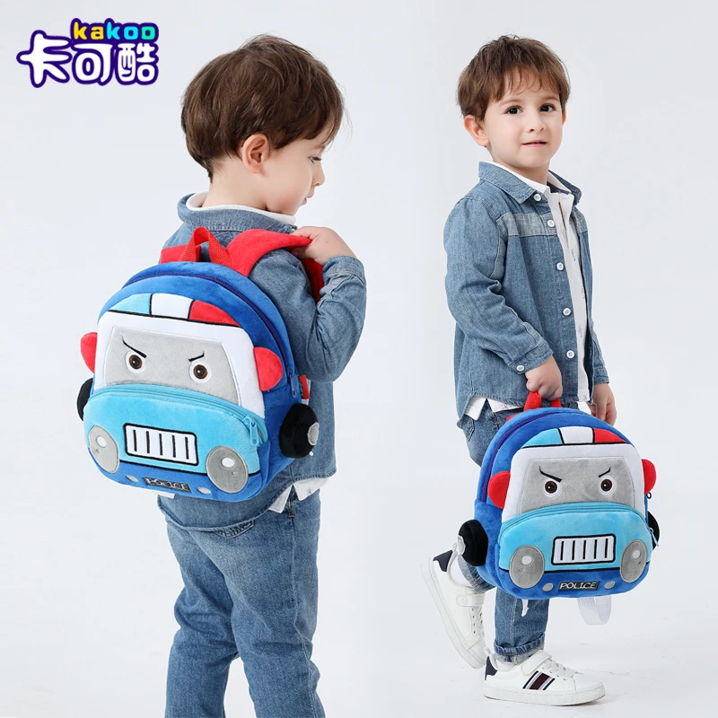 Stereo cartoon car backpack boy girl 2-4 years old kindergarten school bag kids backpack plush backpack 3