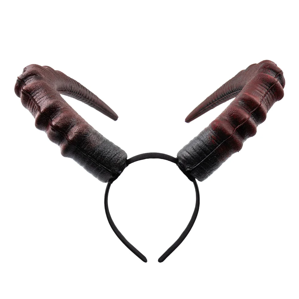 Black Red Demon Horn Headpiece Cosplay Women Gothic Devils Animal Ox Horns Headwear Halloween Carnival Party Costume Props