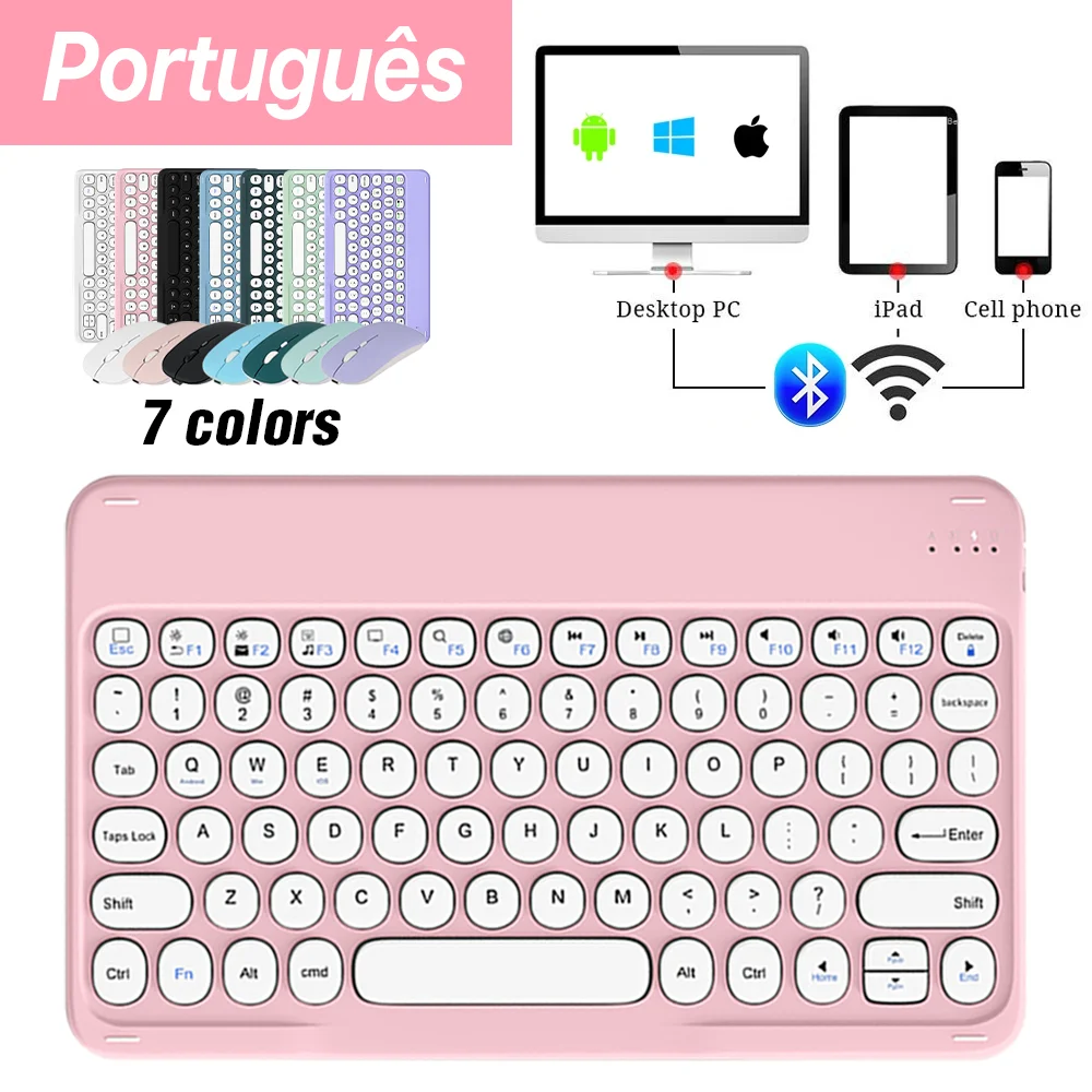 Bluetooth Keyboard And Mouse for iOS Android Windows System circular keycap portable ultra-thin Teclado for Mac iPad cell phone