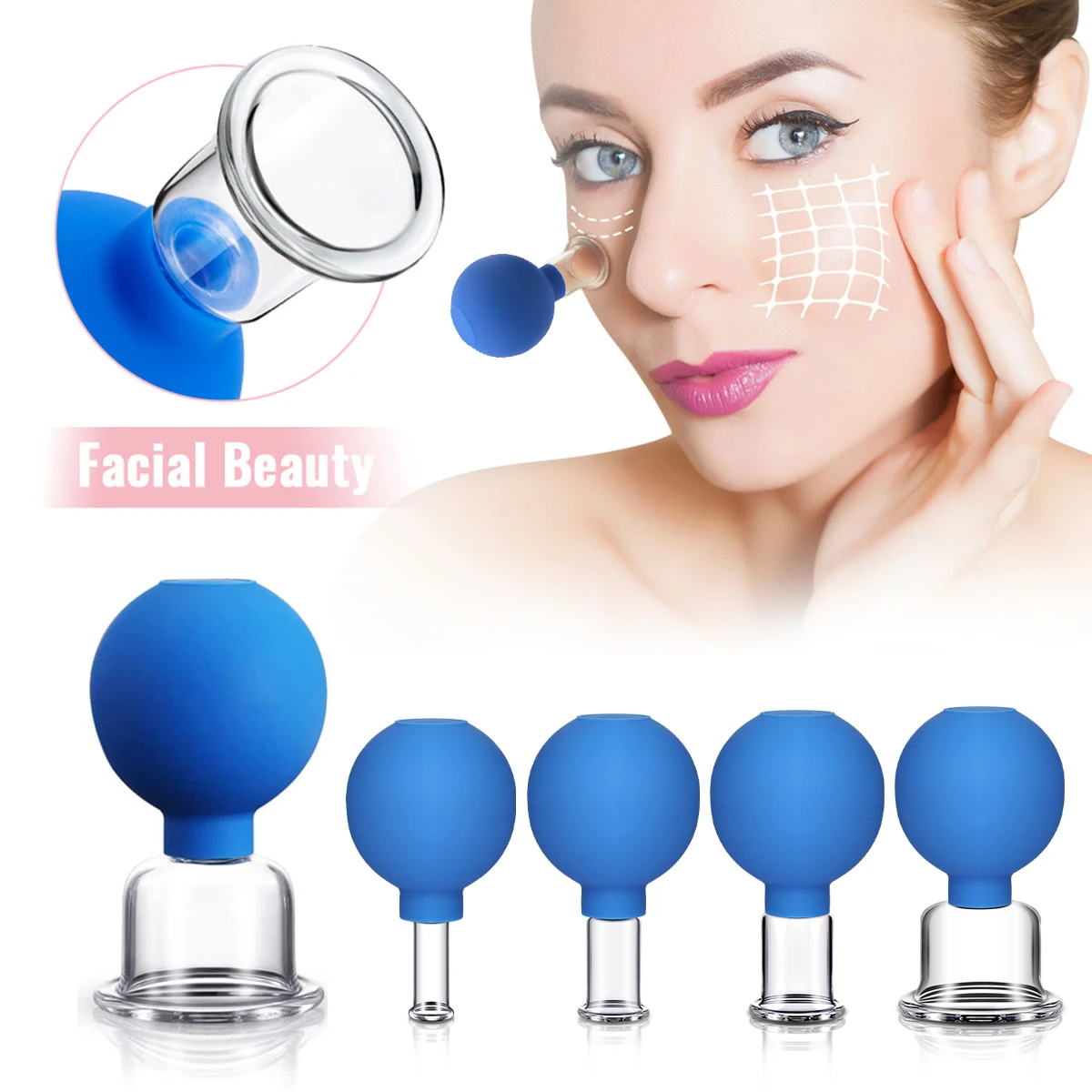 Cupping Massager Rubber Head Glass Vacuum Cupping Chinese Therapy Set Hijab Jars AntiCellulite Suction Cups Massage Body Health For Face