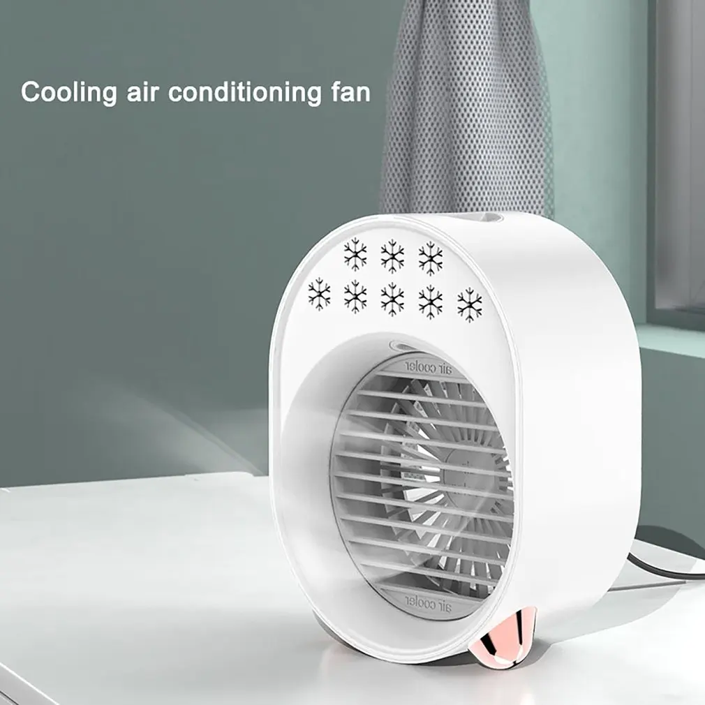

Hot Mini USB Air Conditioner Fan With 3 Wind Speeds Night Light Personal Air Cooler Evaporative Conditioner Desktop Cooling Fan
