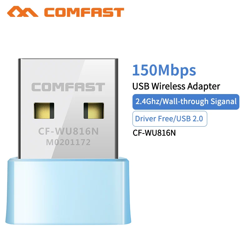 COMFAST 무료 드라이버 미니 USB WiFi 어댑터 2.4G 무선 네트워크 카드 WiFi 수신 송신 150Mbps PC CLE 동글 소프트 AP 어댑터