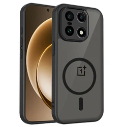 Elegant Frosted Clear Shockproof Bumper Case with Skin Feel Finish for Oneplus 13S (Black)
