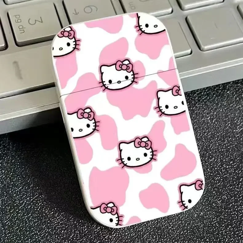 Creative Metal Windproof Hello Kitty Lighter Kawaii MyMelody Kuromi Cinnamo Sanrioed Red Flame Lighters Gift windproof lighter